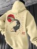 Trendy Kids Hip Hop Sports Sweatshirt, Oriental Koi Artwork, Relaxed Silhouette for Boys Girls Everyday Wear.