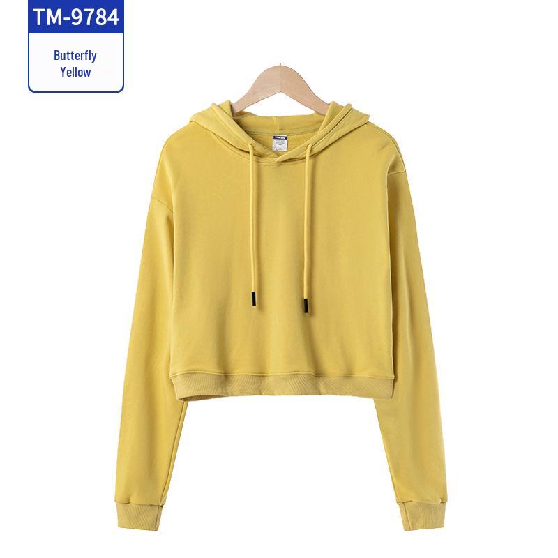 Women's Cropped Hoodie - Spring/Autumn 2025: Long Sleeve, Loose Fit, Custom Text Sportswear