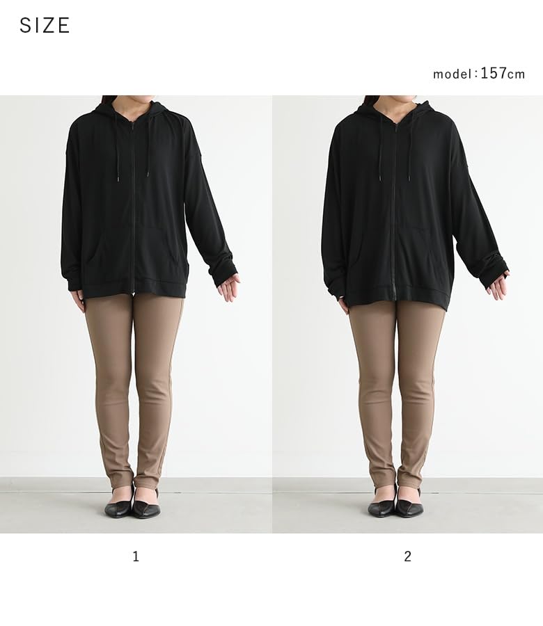 Oshare Walker UV Protection Hoodie for Women UV Protection Sheer Zippered Long Easy UV Solid Plus Sizes Available n'OrLABEL [Functional Hoodie] Top,