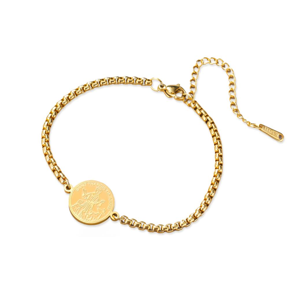 LIKGREAT Protection St.Francis Bracelet for Women Christian Catholic Amulet Stainless Steel Jewelry Valentine's Day Gifts