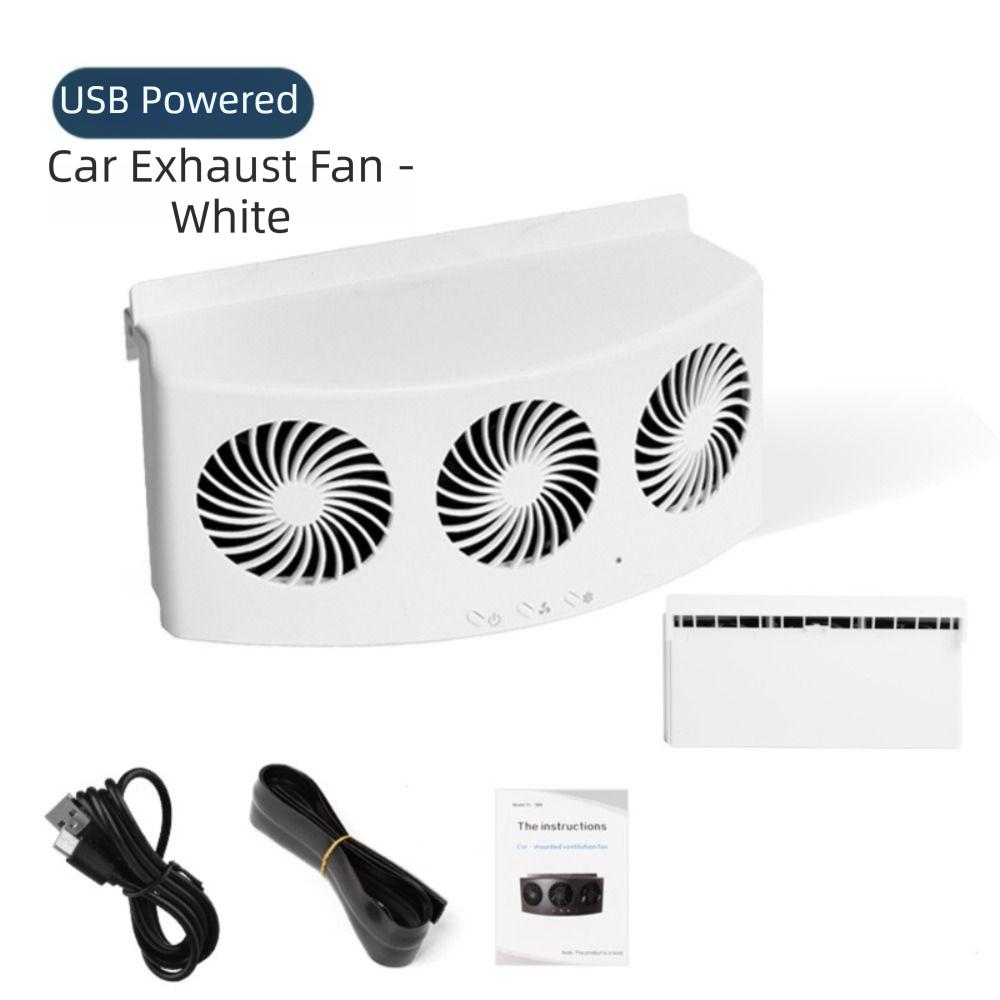 

2 Head Design Ventilation Fan 3 Head Design Solar Fan USB Rechargeable Fan Car Ventilation