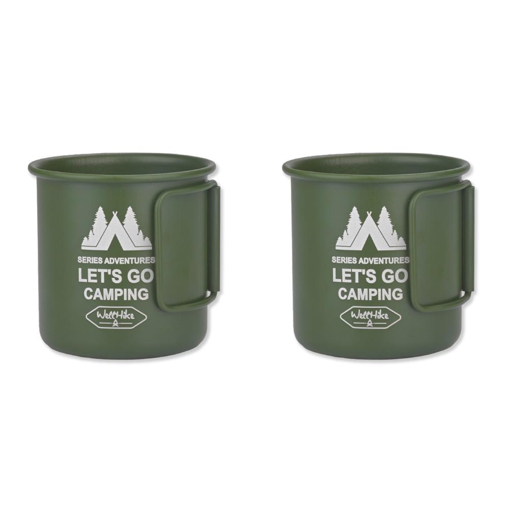 1/2Pcs 300ML Camping Water Cup with Foldable Handle Aluminum Alloy Tea Beer Coffee Mug Portable Carabiner Cup for Camping Hiking