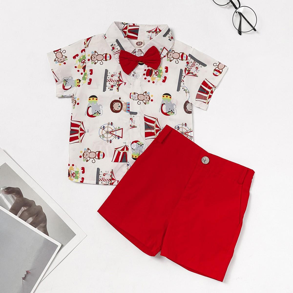 

Рождественский галстук-бабочка для мальчиков 1–5 лет, рубашка с короткими рукавами, шорты, костюм джентльмена 3-4 Years