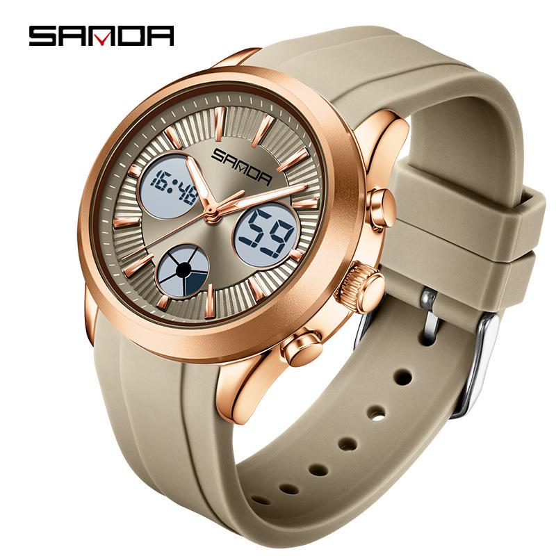 Sanda Cross-border Multifunctional Waterproof Student Sports Watch with Alarm хаки