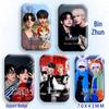 Cui Ran & Jun Xiu Bin Laser Rectangular Star Idol Brooch Backpack Pendant