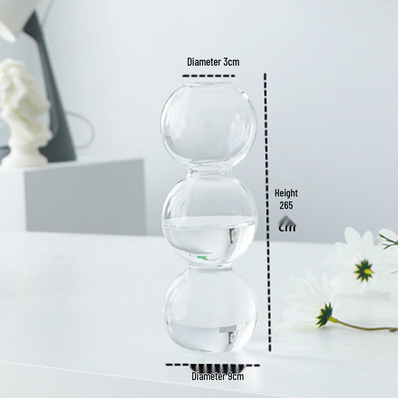 Spherical Spanish Bubble Glass Flower Vase - Transparent, Simple, Decorative Ornament for Home