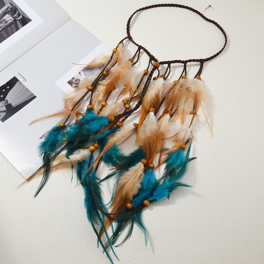 Indisches Mädchen Kopfschmuck Boho Bunt Lange Federn Quaste Verstellbar Native Kopfbedeckung Haarschmuck Damen Festival Zubehör