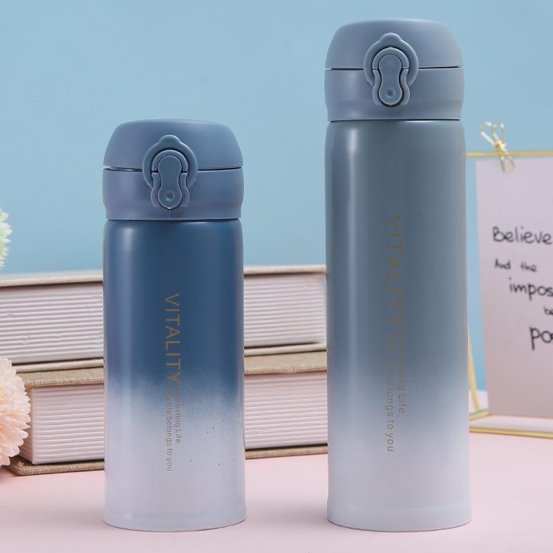 High Value Gradual Change Color 304 Stainless Steel Thermos Cup Creative Bouncing Handheld Straight Cup Mini Compact Pocket Cup