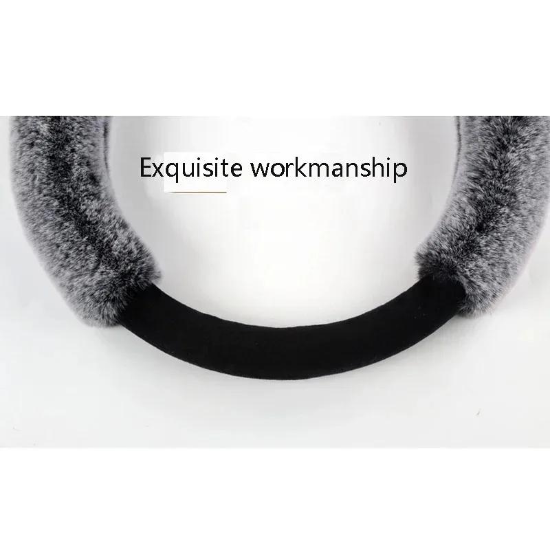 Universal Auto Steering Wheel Cover Non Slip Fabric with Cute Animal Ears Decoration for Vehicles