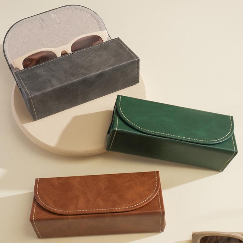 Premium PU Large Capacity Men's Eyeglass Case Shockproof Portable Glasses Storage Box Eyeglass Box For Gift
