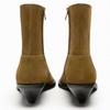 ZA2025 Women's Retro Cowhide Suede Chunky Heel Slip-On Ankle Boots with Round Toe & Wide Shaft