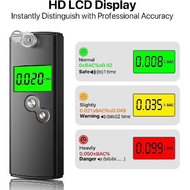 Breathalyzer,High-Accuracy Professional Breathalyzers for Alcohol with 10 Mouthpieces,Professional-Grade Alcohol Breathalyzer Tester with LCD