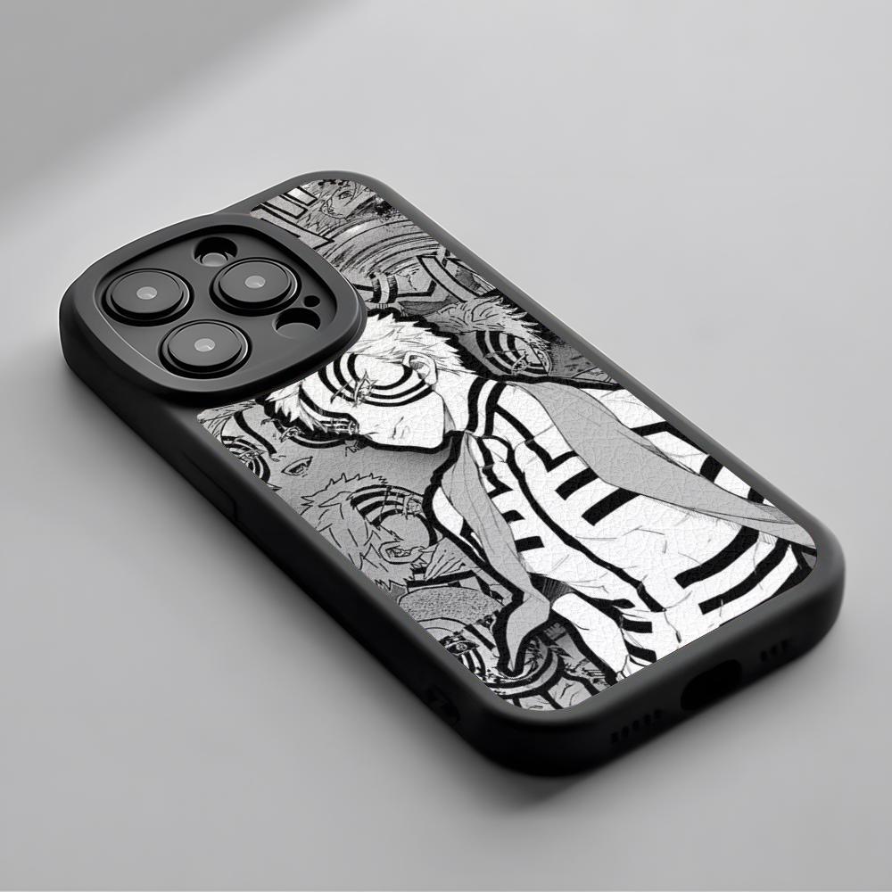 

Akaza Demon Slayer hot anime pattern Phone Case For iPhone 16 15 14 13 12 11 Plus Pro Max High-end Lambskin Silicone Cover black iPhone 13 Pro