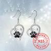 Sweet Shiny White CZ Heart Pierced Earrings for Girls  Sterling Silver Cute Pet Paw Prints Jewelry Daily Party Jewelry