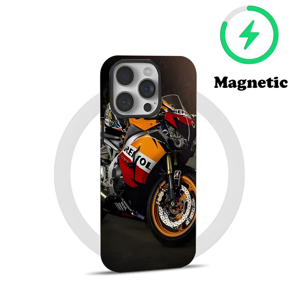 RR-Repsol Motorrad Kühl Handyhülle Magnetisch Für IPhone 16 15 14 13 12 11 Pro Max X XR XSMax 7 8 Plus Glänzende Folie Harte PC-Abdeckung