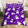 Spooky Dark Bats Duvet Cover Halloween Decoration Glitter Stars Moon Galaxy Bedding Set Cartoon Bat Gothic Comforter Cover Queen