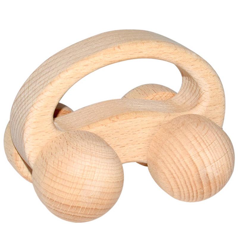 Infant Soothing Wooden Rattle Toy Set: Hand-Shaking Bell, Cage, and Baby Grip Car