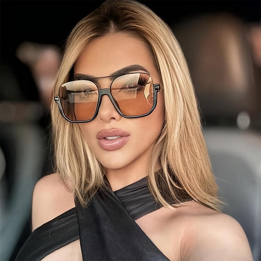 Vintage overdimensjonerte solbriller Mote Menn Kvinner Square Shades Briller Trendy Ins Populær merkevaredesign UV400 Solbriller