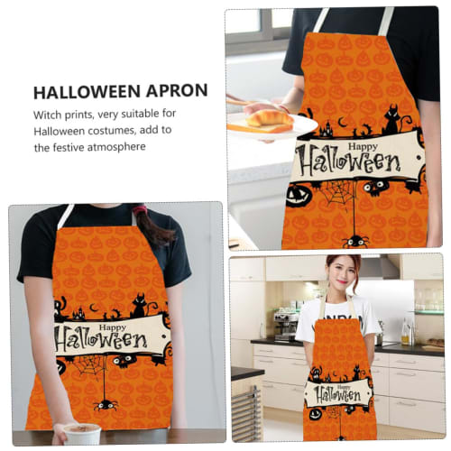 Lurrose 1 PC Halloween Apron, Baking Apron, Sleeveless Apron, Halloween Theme Apron, Spider Print Apron, Halloween Theme Apron, Creative