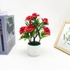 Rose Flower Plastic Fake Potted Plant Bonsai For Tabletop Decor And Use Event