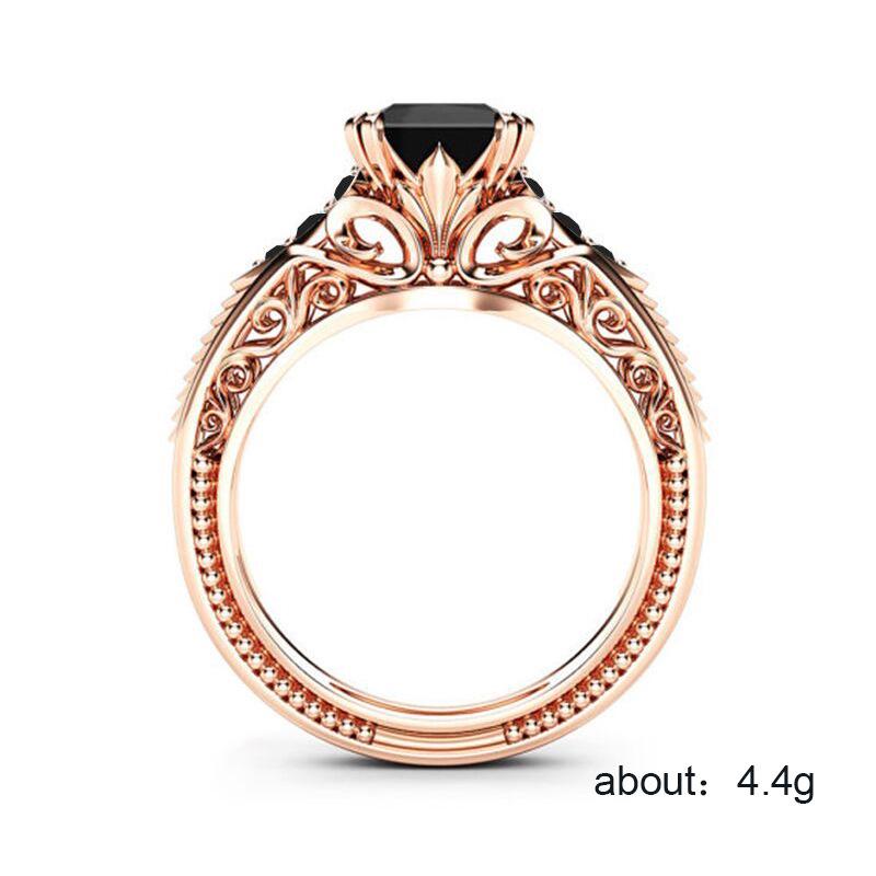 Accessories, Stylish Black Square Zircon Ring, Engagement Proposal Accessories