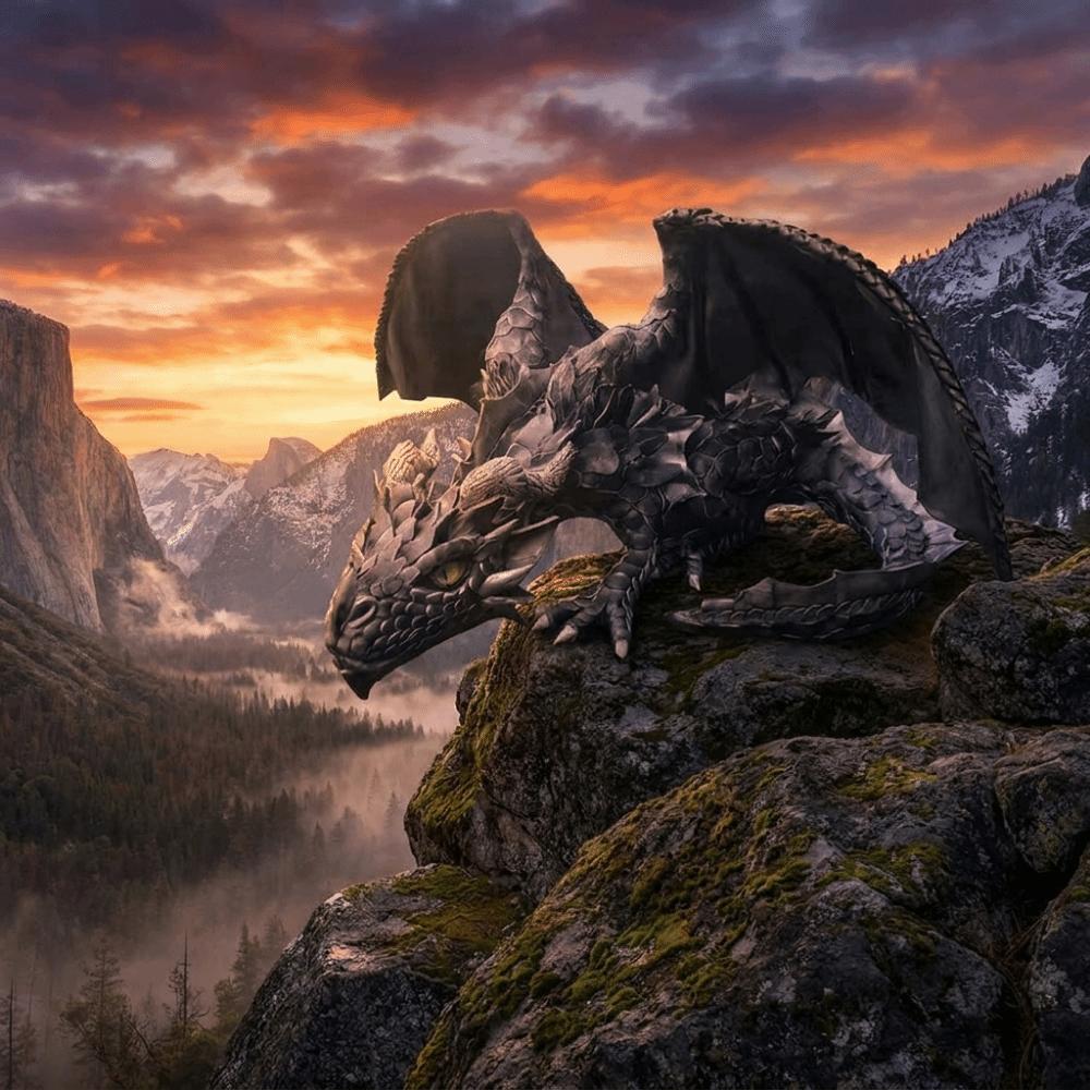 Gothic Black Dragon Sculpture Large Size Dragon Decoration Dragon Ornaments  Gifts