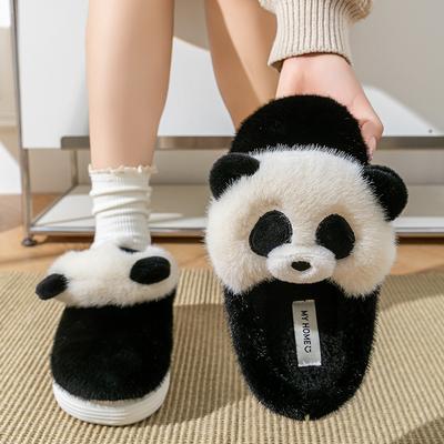 Cute Cartoon Cotton Slippers Autumn and Winter Indoor Home Soft Bottom Non-slip Piled Warm Plush Panda Slippers