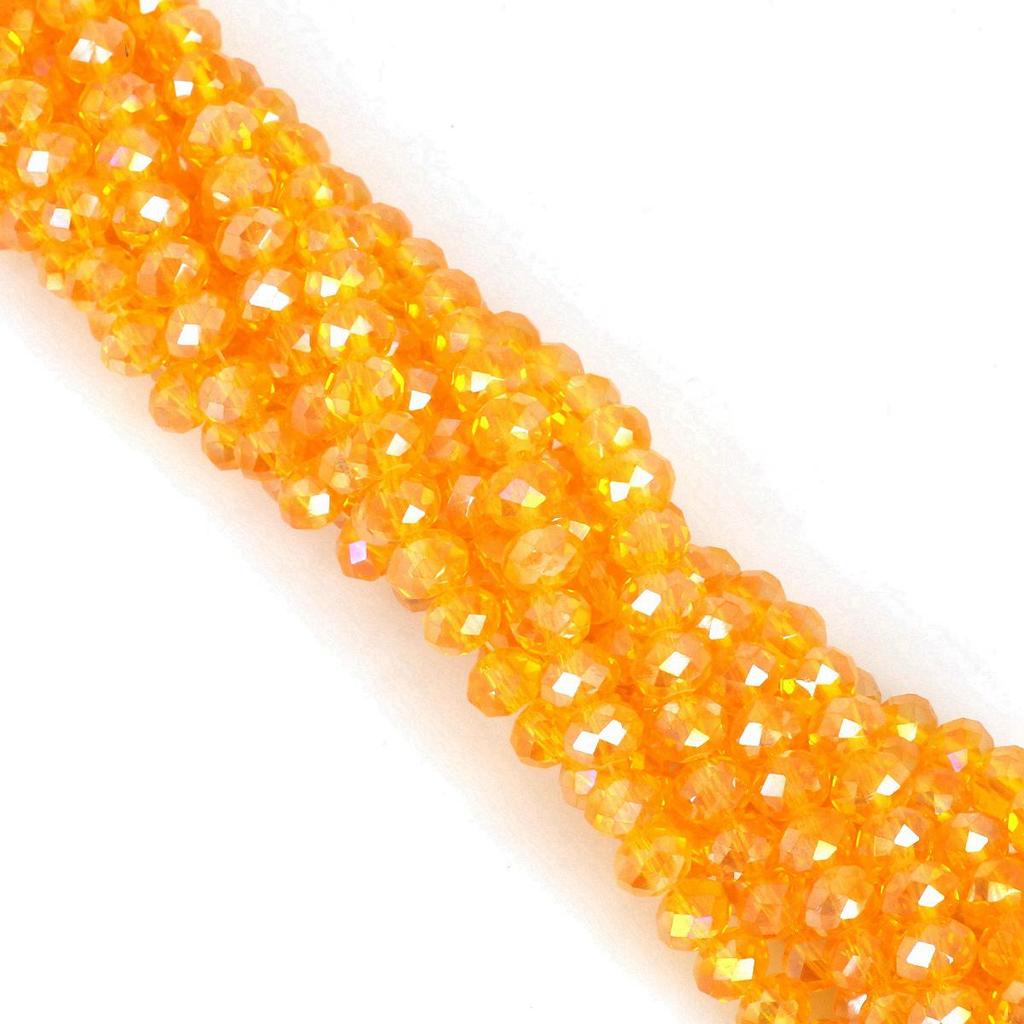 4mm Iridescent Glass Crystal Wheel Beads - Faceted Loose Abacus Beads for DIY Projects