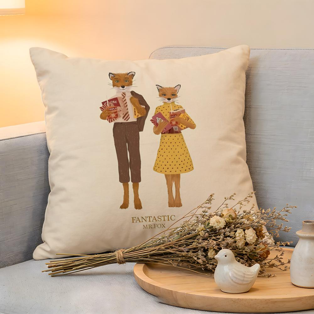 Cushion Cover  Linen  SkinFriendly Soft Decorative Case for Sofa Home Decor Movie The Fantastic Mr Fox Pillow cover