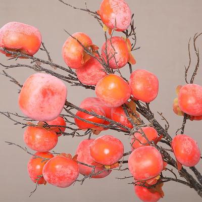Künstliche Kaki Granatapfel Zweige: Getrocknetes Blumenarrangement für Wohnzimmer- und Esstischdekoration