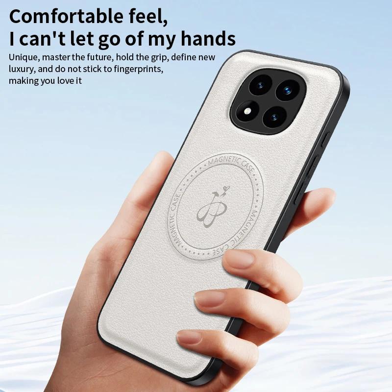 Wireless Charging Magnetic Case for Xiaomi Redmi Note 14 Pro 5G 14 Pro+ Plus Protective Cover PU Leather Hard Back Shell Coque