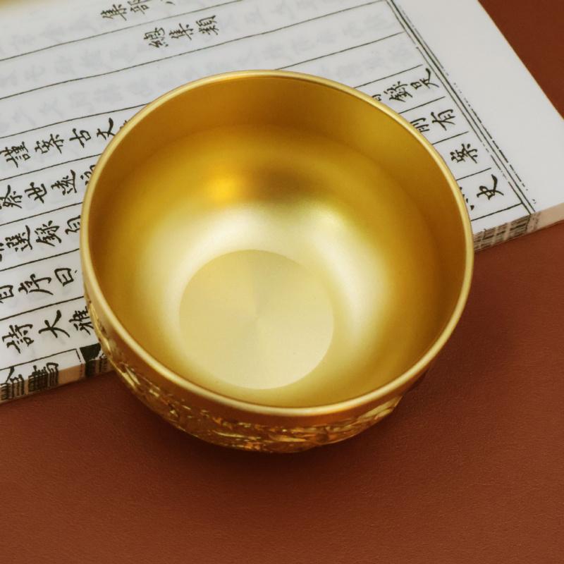 Brass Auspicious Pure Copper Dragon and Phoenix Treasure Bowl Ornament Office Home Desktop Creative Deco