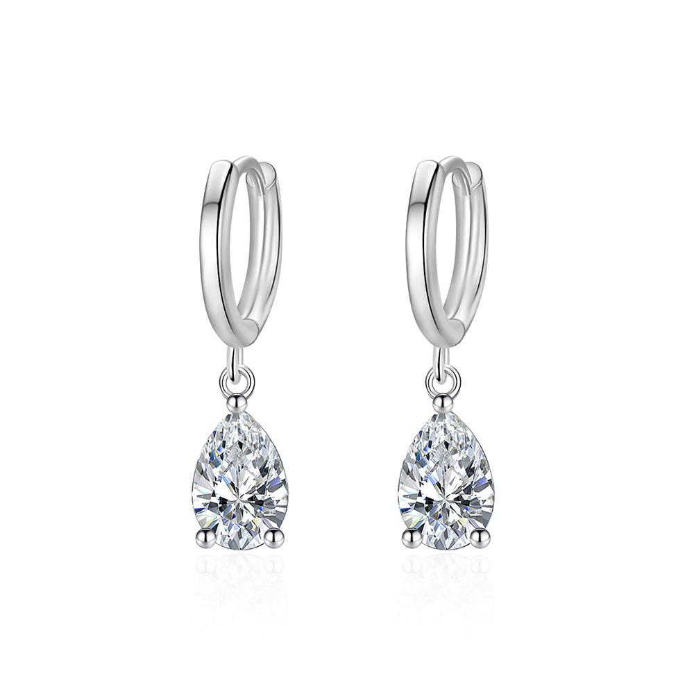 Simple Female Earrings 925 Sterling Silver Water Droplet Shaped Zircon Earrings for Women Promise Love Wedding Jewelry Brincos