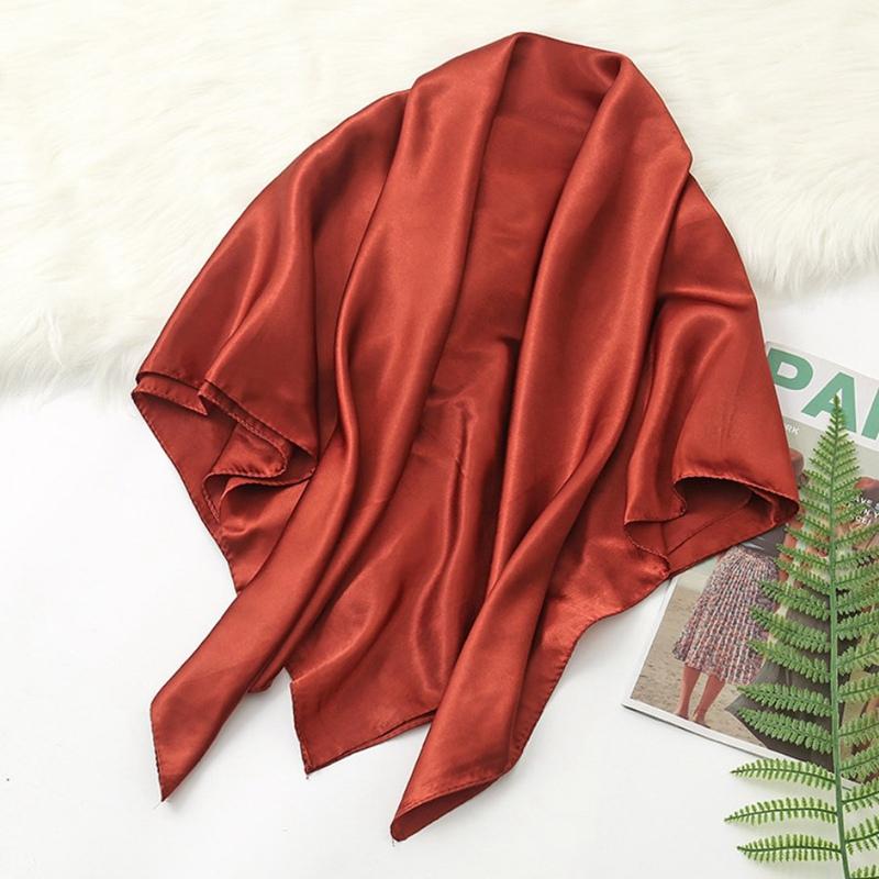 90*90cm Big Size Headwraps Solid Colors Neckerchief Hijab Women Satin Headband Hair Scarves Female Shawls Head Scarfs for Ladies