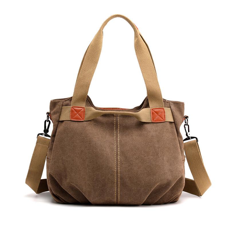 Borsa a tracolla in tela vintage da donna, ad alta capacità e dallo stile semplice, per l'uso quotidiano