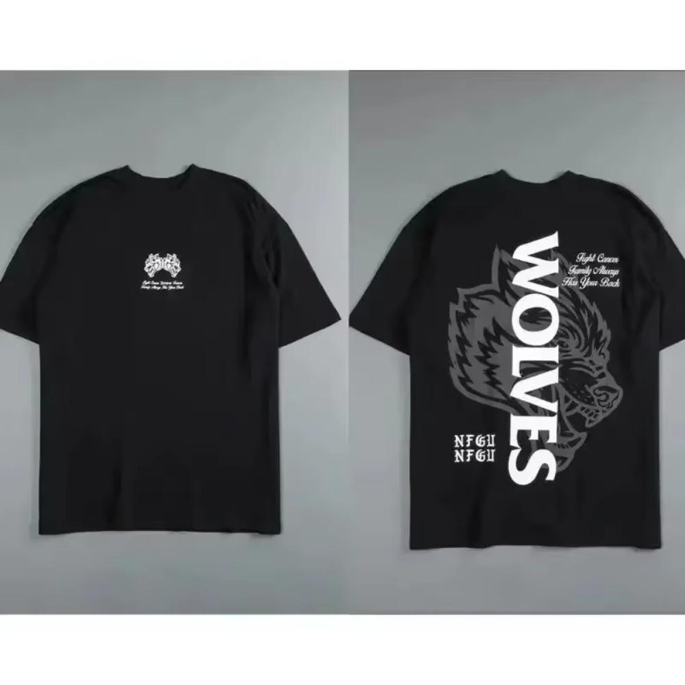 2024 Darc Sport Wolves T-Shirt Oversized Baumwoll-T-Shirt Fitnessstudio Fitness Herrenbekleidung Lässig Damen Kurzarm-Tee Darcsport T-Shirt