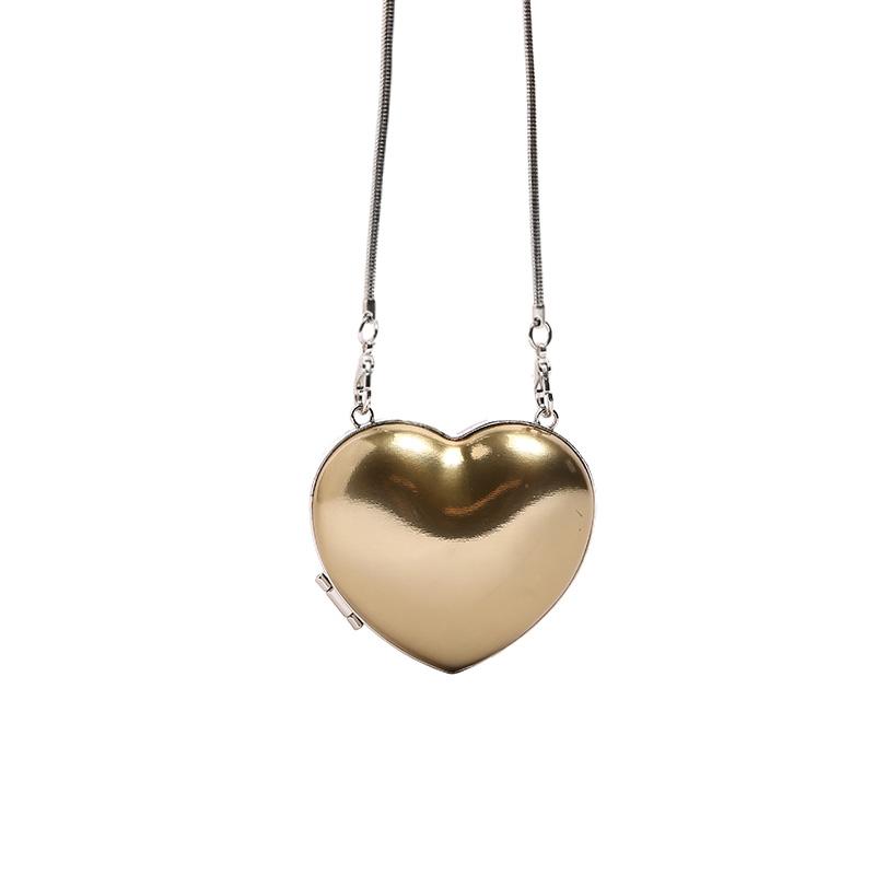 Heart Style PU Compact Chains Shoulder Bags Fashion Simple Unique Design Crossbody Bags for Women 2024 Personality Coin Purse