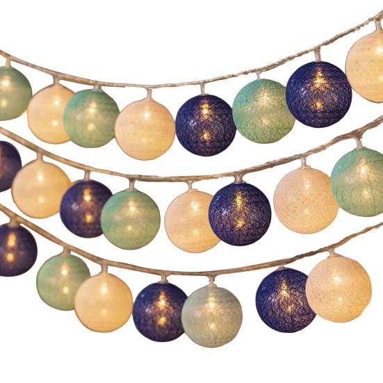 Cotton Ball String Light Waterproof Battery Powered 10/20/40 LEDs Christmas Wedding Halloween Holiday Party Decorative Fairy Lamp