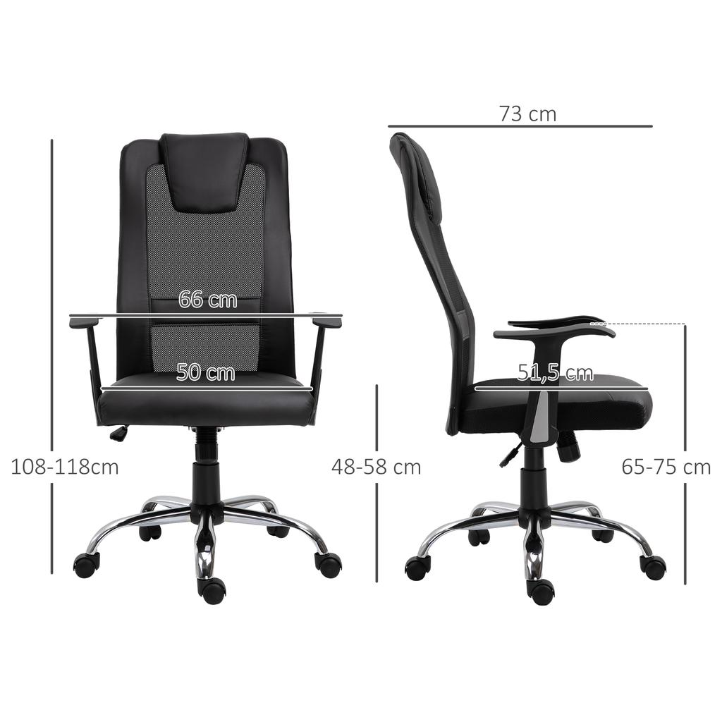 Office Chair Swivel Chair Height-Adjustable Executive Chair Desk Chair Ergonomic PU Black 66 X 73 X 108-118 Cm