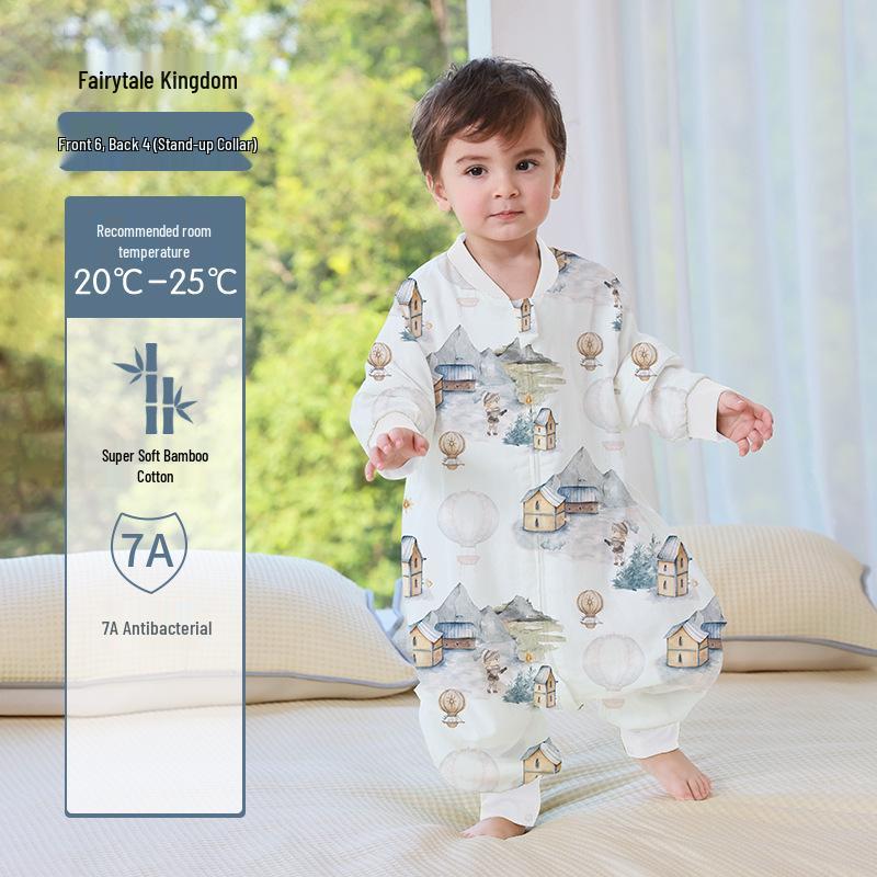Bamboo Cotton Baby Sleeping Bag Pajamas: Breathable, Antibacterial, Anti-Kick Design for Children