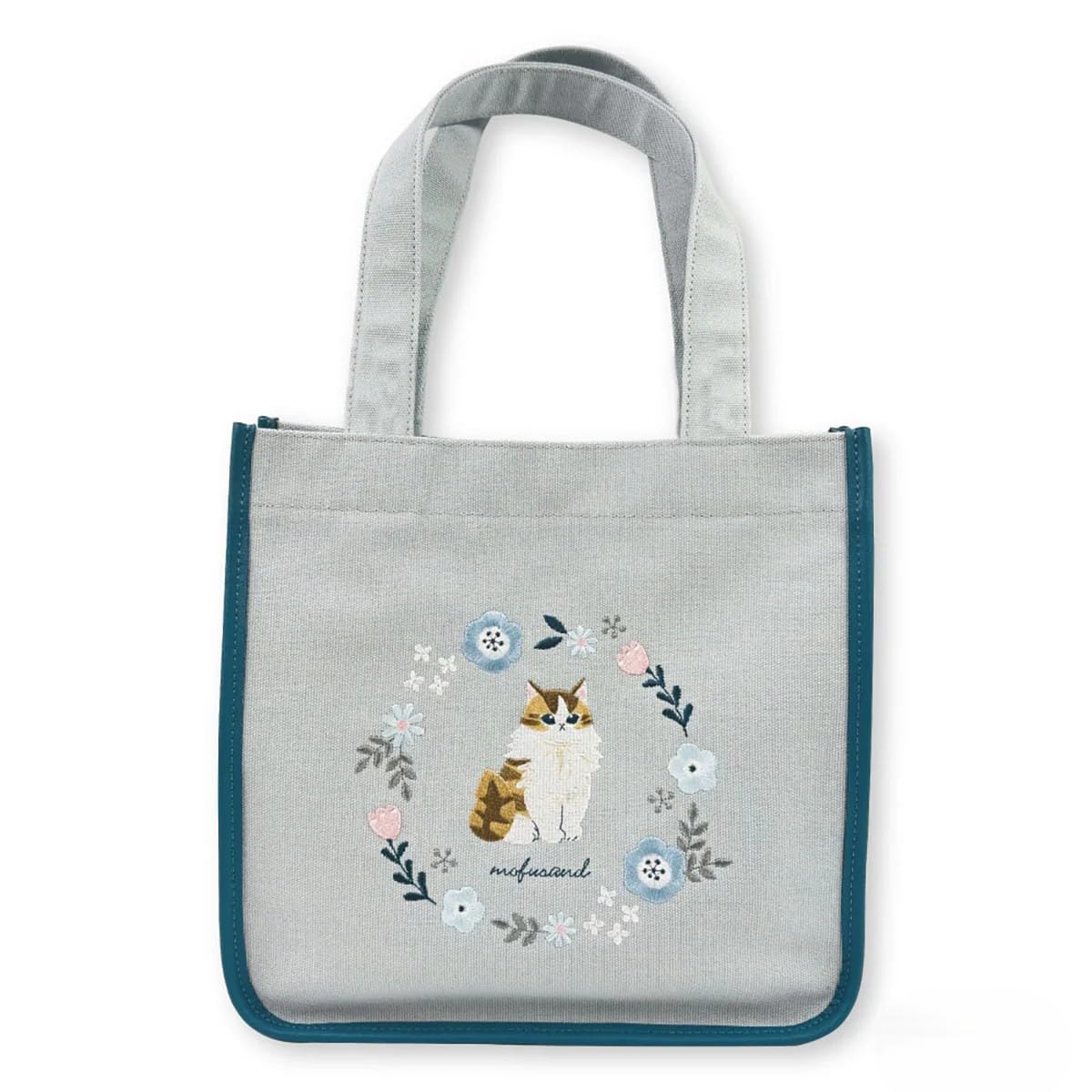 

mofusand Tote Botanical Design Bag, Blue, Long-Haired Cat, синий