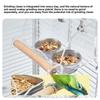 Stainless Steel Pet Bird Feeder Easy Clean Wooden Standing Pole Pet Food Dispenser No Mess Sturdy Cage Feeding Bowl Pet Supplies