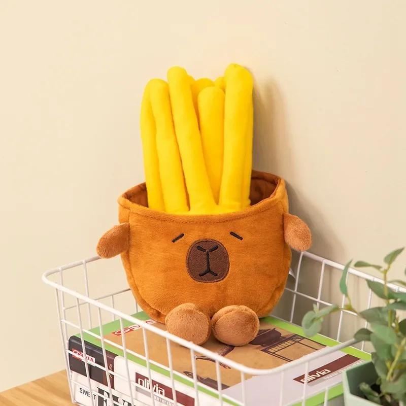 25cm Kreative Niedliche Capybara Plüschtasche Mit Pommes Frites Innen Mode Plüschtier Puppe Spielzeug Heimdekoration Lustige Geschenke Für Freundin 13cm
