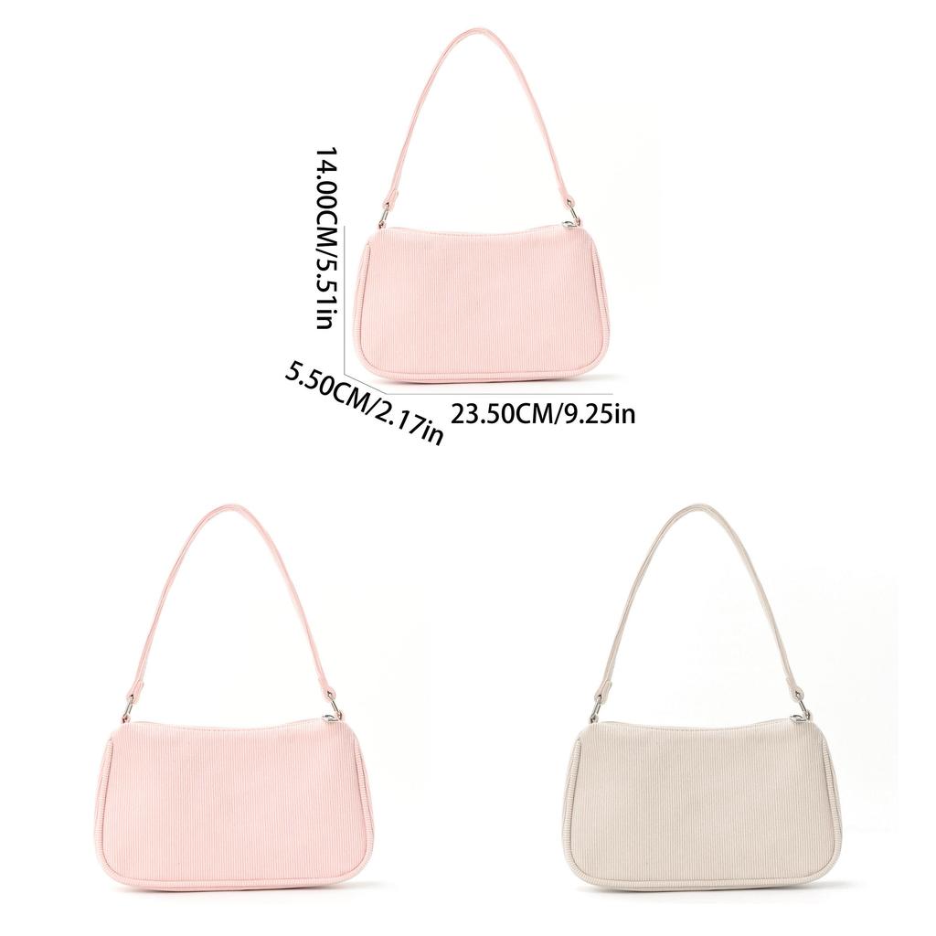 Corduroy Shoulder Bag For Women With Zipper Closure And Inner Pocket Casual Crossbody Accessory