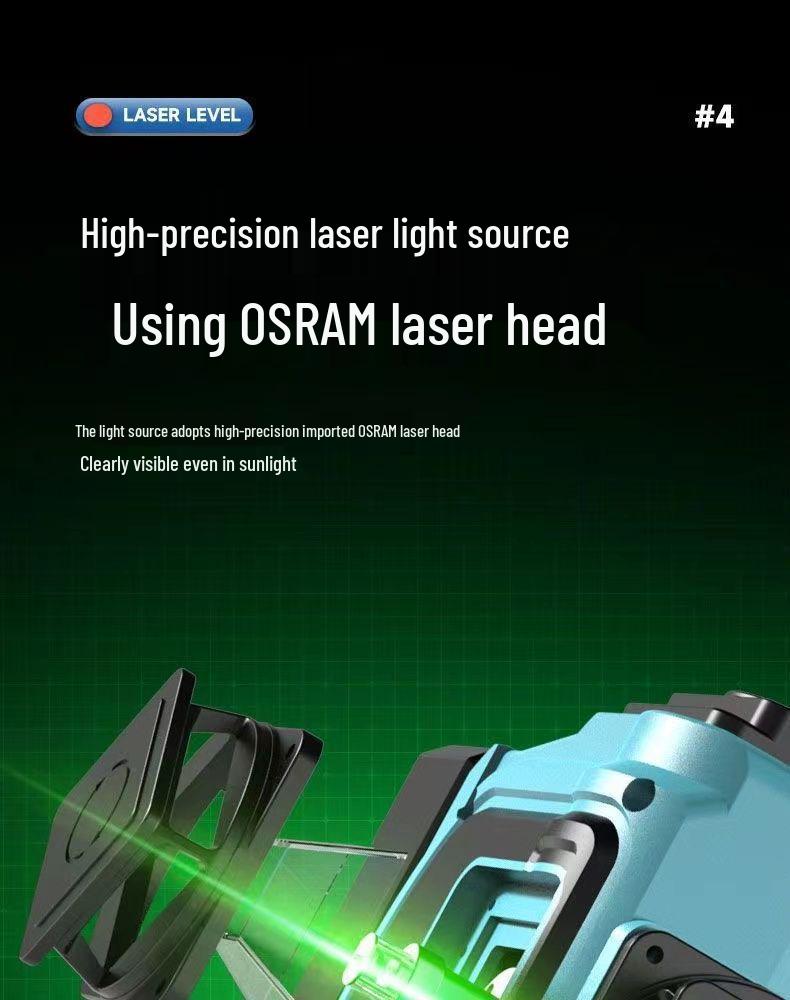 Infrared Laser Level with 16 High-Precision Lines, Automatic Leveling