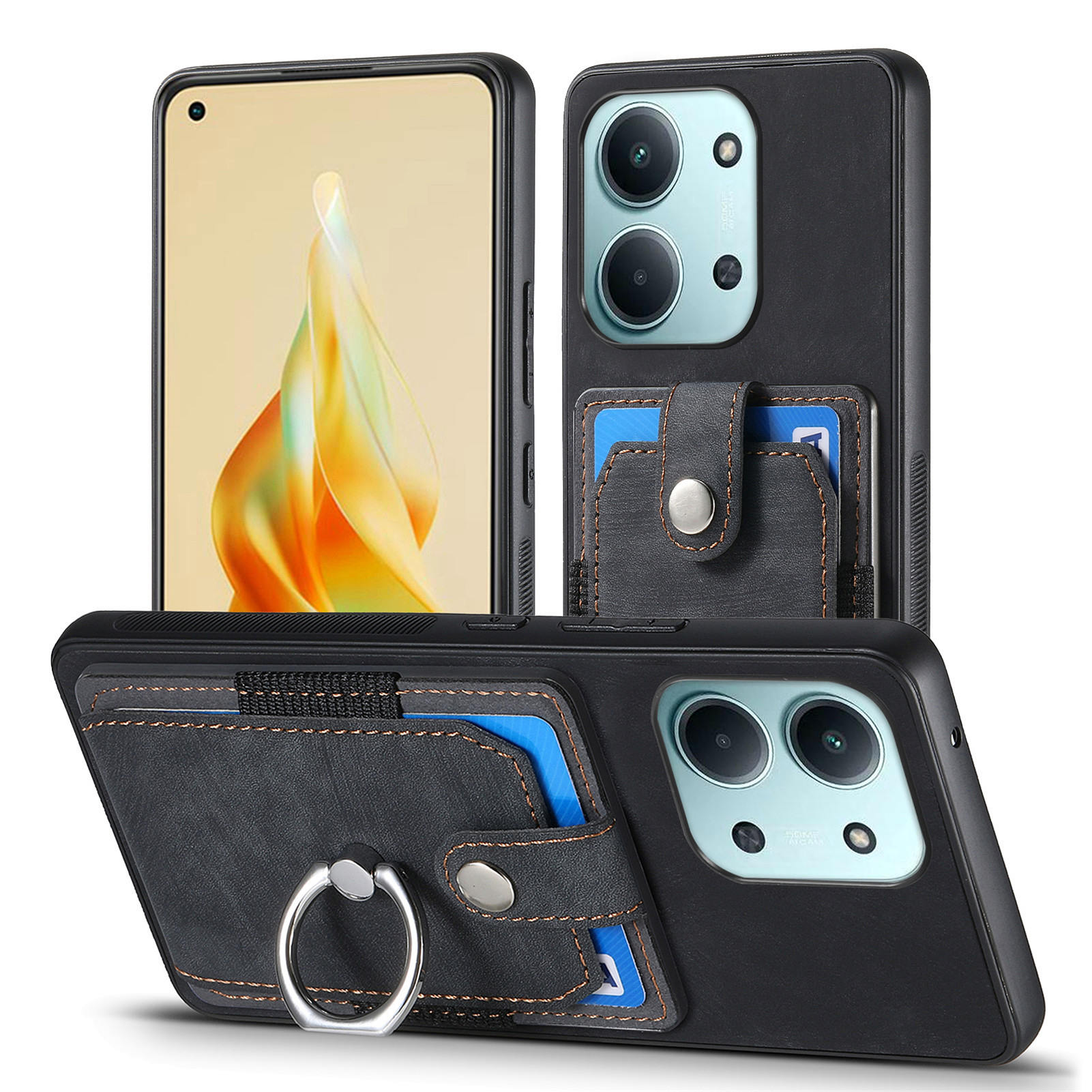 

Phone Case For Xiaomi Poco C85 4G (171mm)/Redmi 15C 4G (Global) (171mm) Leather Back Cover with Card Slots Kickstand