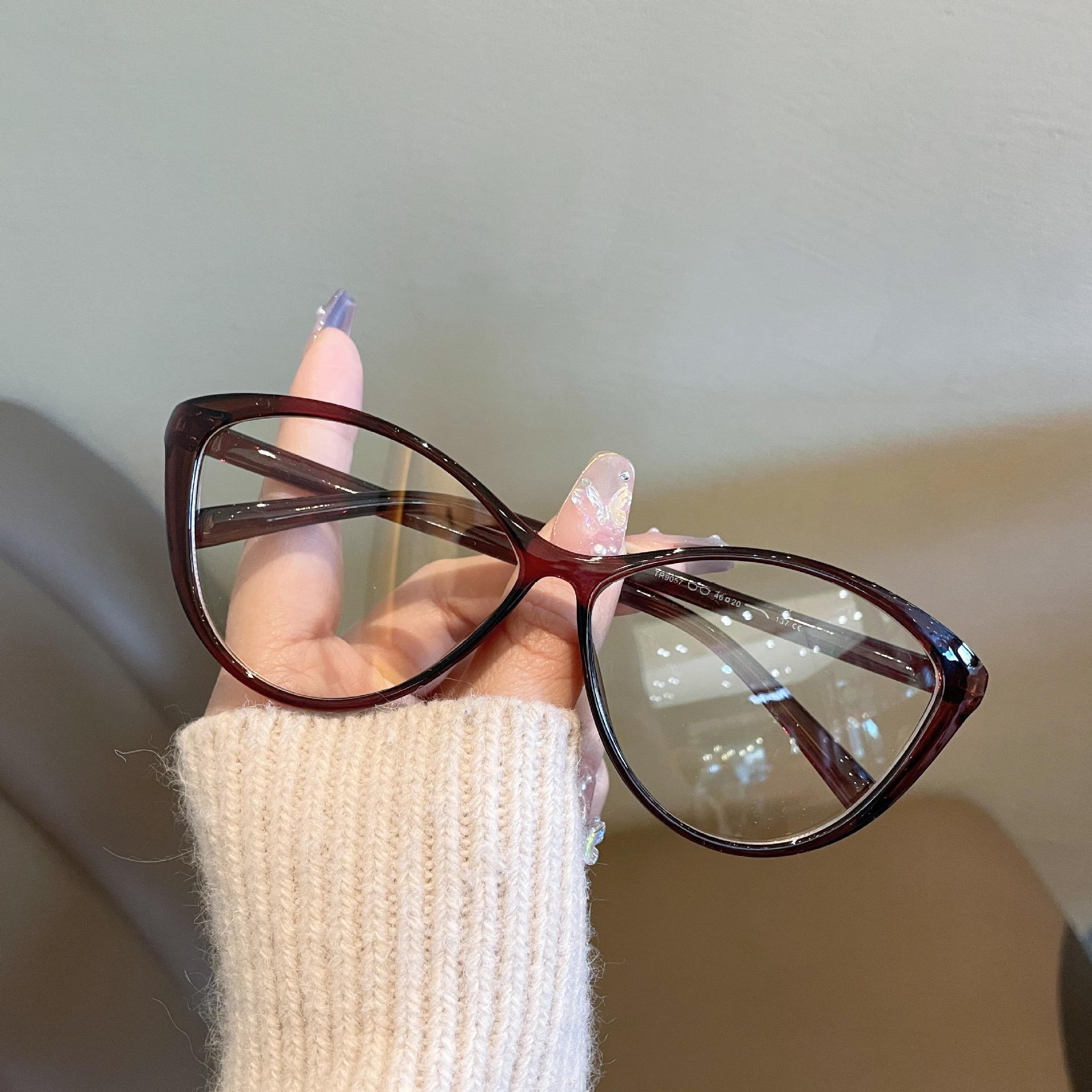 

Женская ретро-оправа для очков для близорукости «кошачий глаз», TR90 Ultra-Light, защита от синего света, модный дизайн Myopia glasses [100 degrees] красный/винный