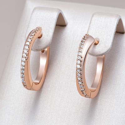 Enkel Design Helt Naturliga Zirkon Creoler För Kvinnor Mode Roséguld Färg Hög Kvalitet Dagliga Fina Smycken