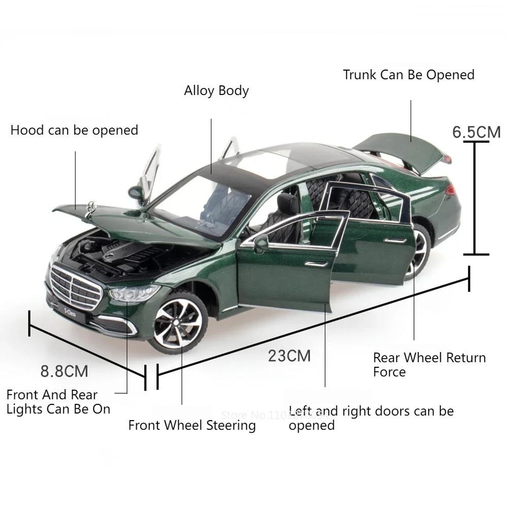 1:24 Scale 300SL S400L Car Toy Model Doors Opened Metal Diecast Electric-plated Vehicles Sound Light Models Collection Gifts Boy
