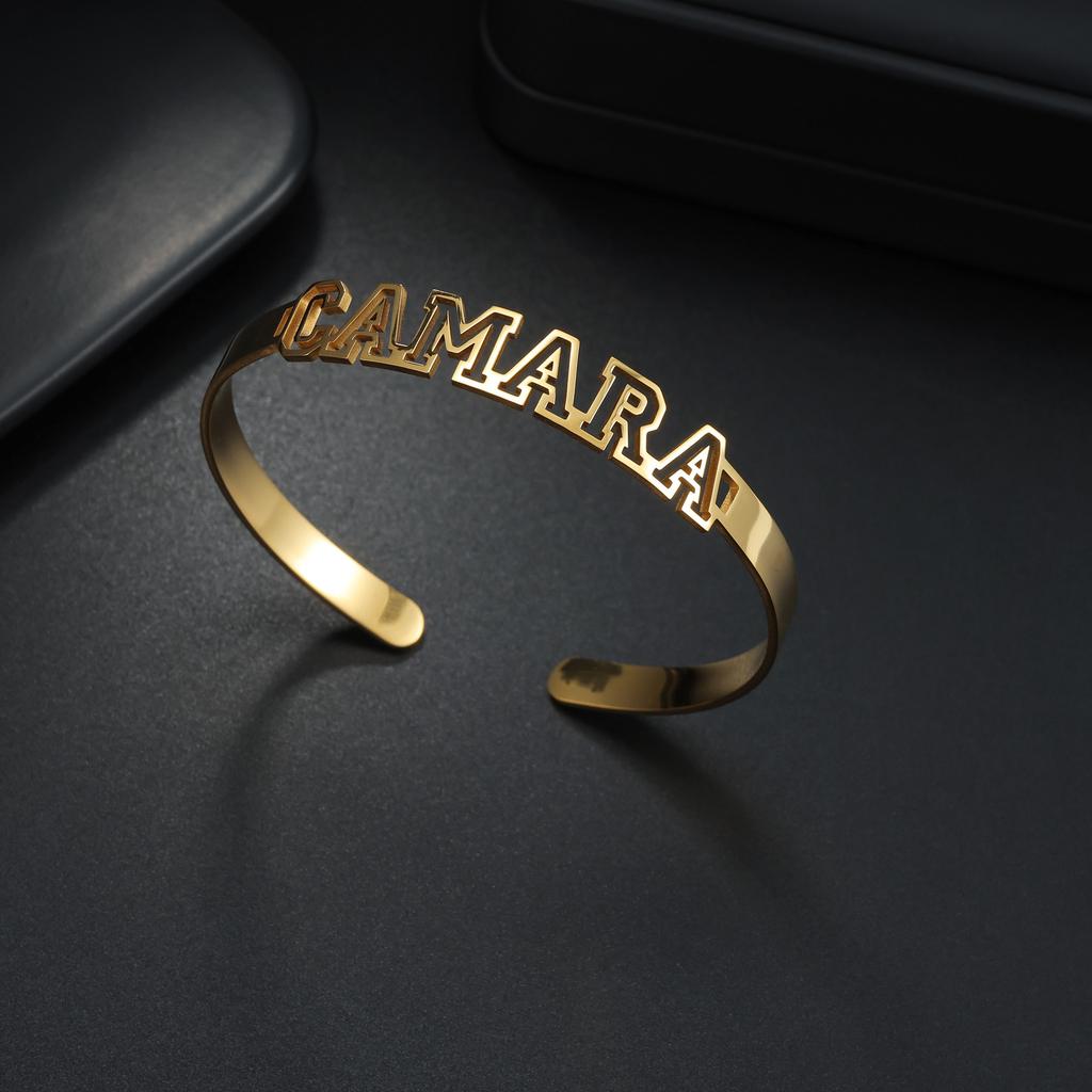 Atoztide Customized Letter Name Bracelet Personalized Custom Bangles for Women Men Stainless Steel Chrismas Jewelry Gift